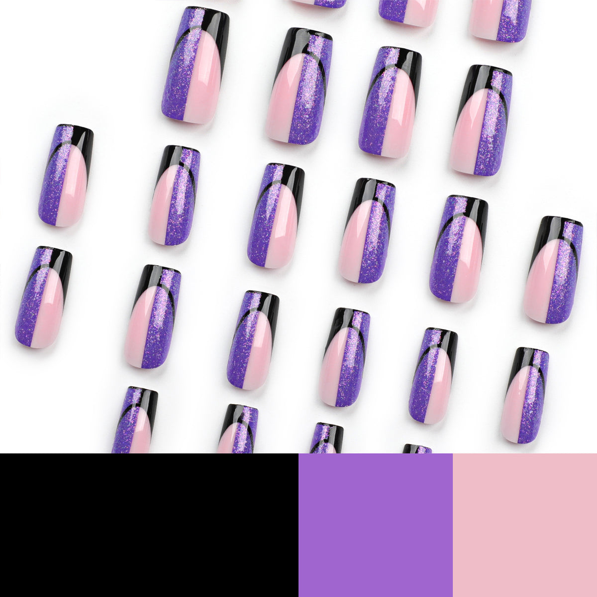 Kunstvolle Nagelverlängerungen mit glamourösem Farbverlauf und Glitzerdetails Brehn