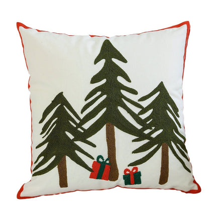 Dekorativer Kissenbezug mit festlichem Weihnachtsstern-Print und Pompon-Borte Brehn