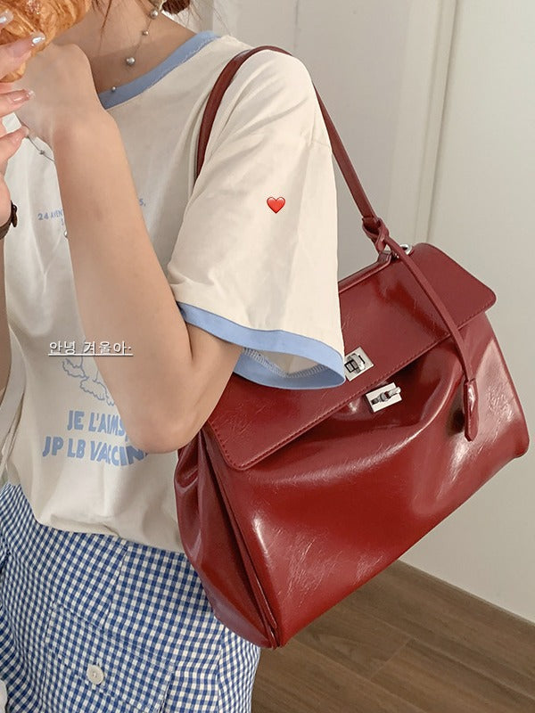 Strukturierte Lederhandtasche Brehn