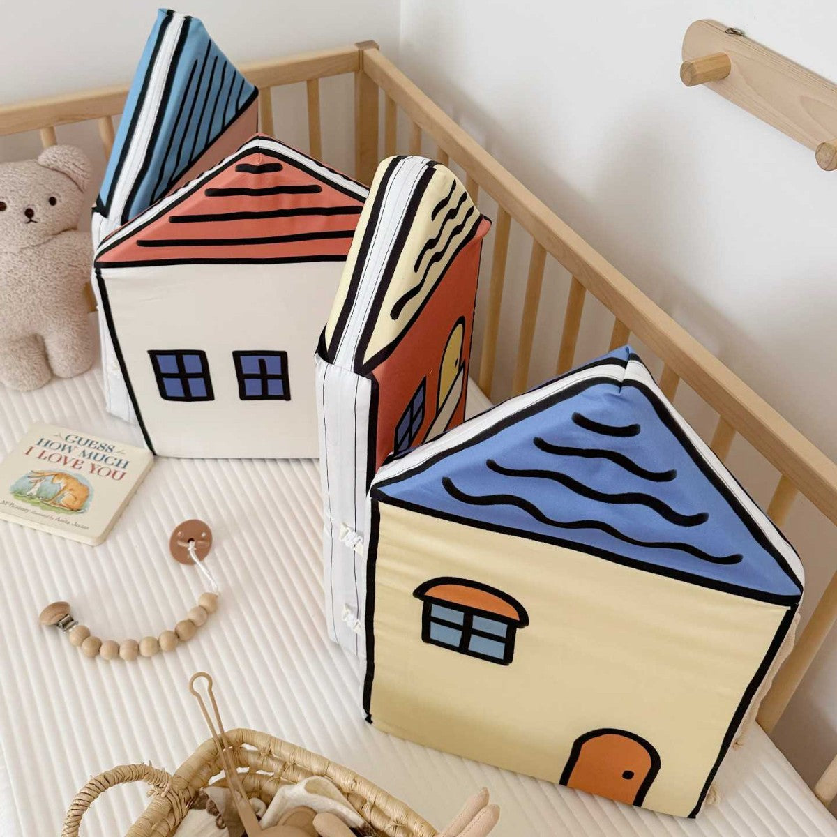 Hausförmiges Schaumstoff-Rückenstützkissen-Set für das Spielzimmer von Kindern, dekorative Kissen