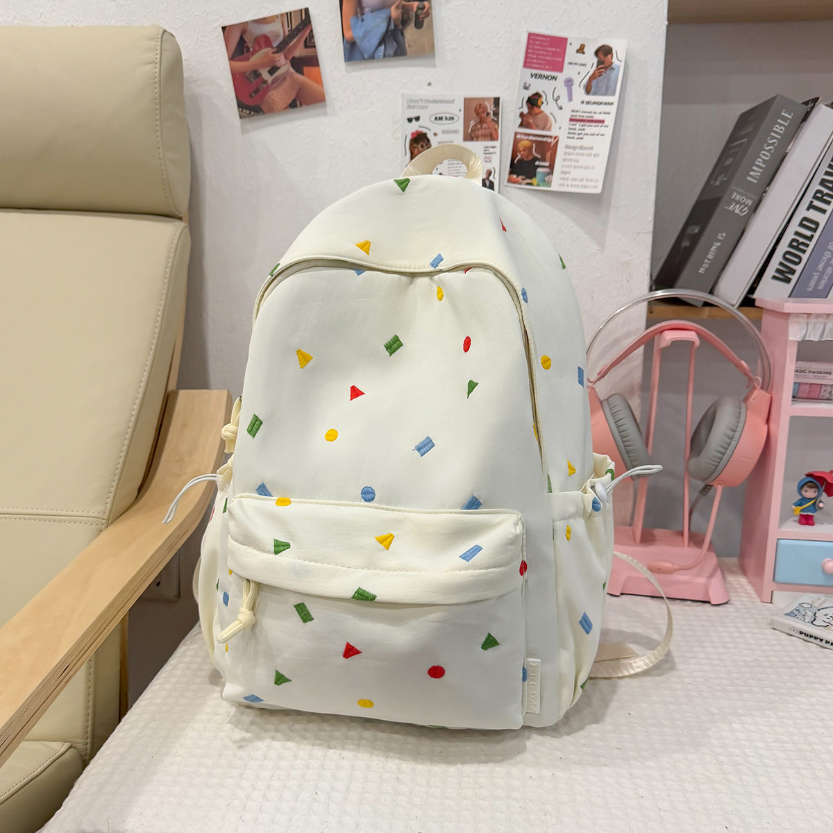 Stylische Mehrfarbige-Pünktchen-Rucksack Brehn