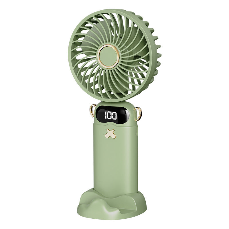 Kühlender wiederaufladbarer tragbarer Mini-Ventilator mit digitaler Batteriestandsanzeige und süßem Schreibtischständer Brehn