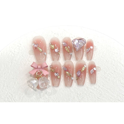 Glitzerndes handgefertigtes Press-On-Nagelset