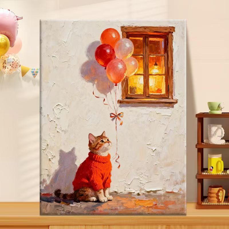 Verspielte Katzenillustration Leinwandkunst Brehn
