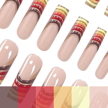 Gestreifte Ombre Acryl-Nagelverlängerungen Brehn