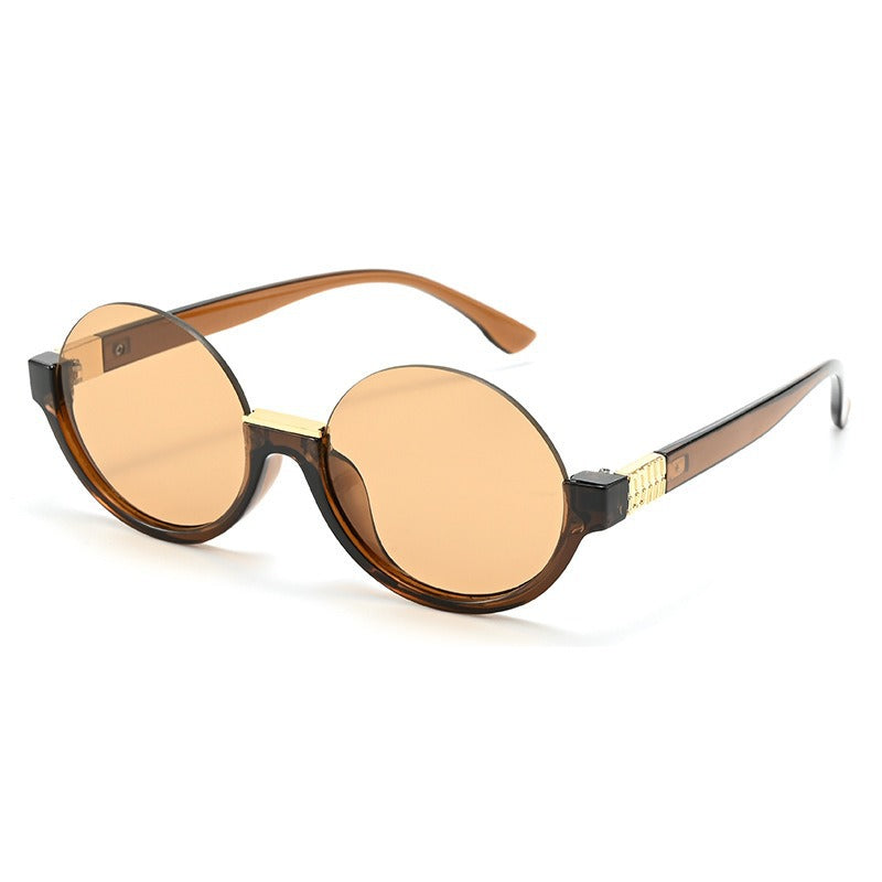 Damen moderne runde Sonnenbrille mit eleganten Akzenten und UV-Schutz Brehn