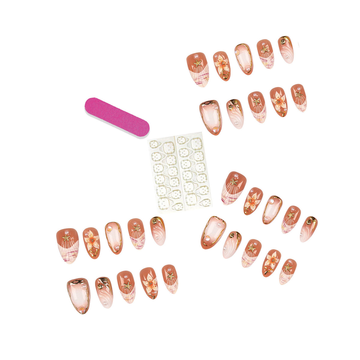 Künstlerisches Blumen Press-On Nagelspitzen Set