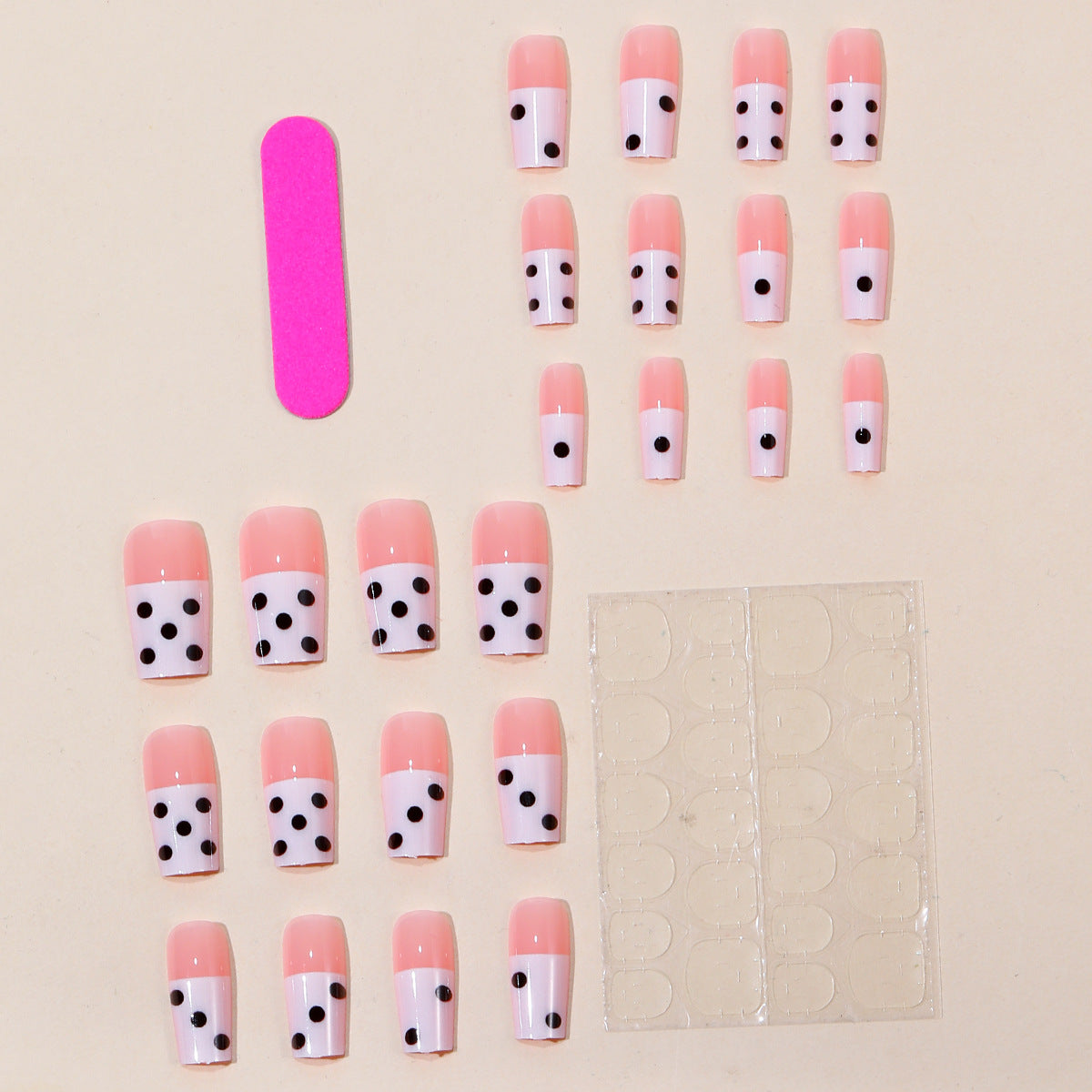 Dekorative Polka Dot French Tip Nagelverlängerungen Brehn