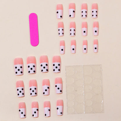 Dekorative Polka Dot French Tip Nagelverlängerungen Brehn