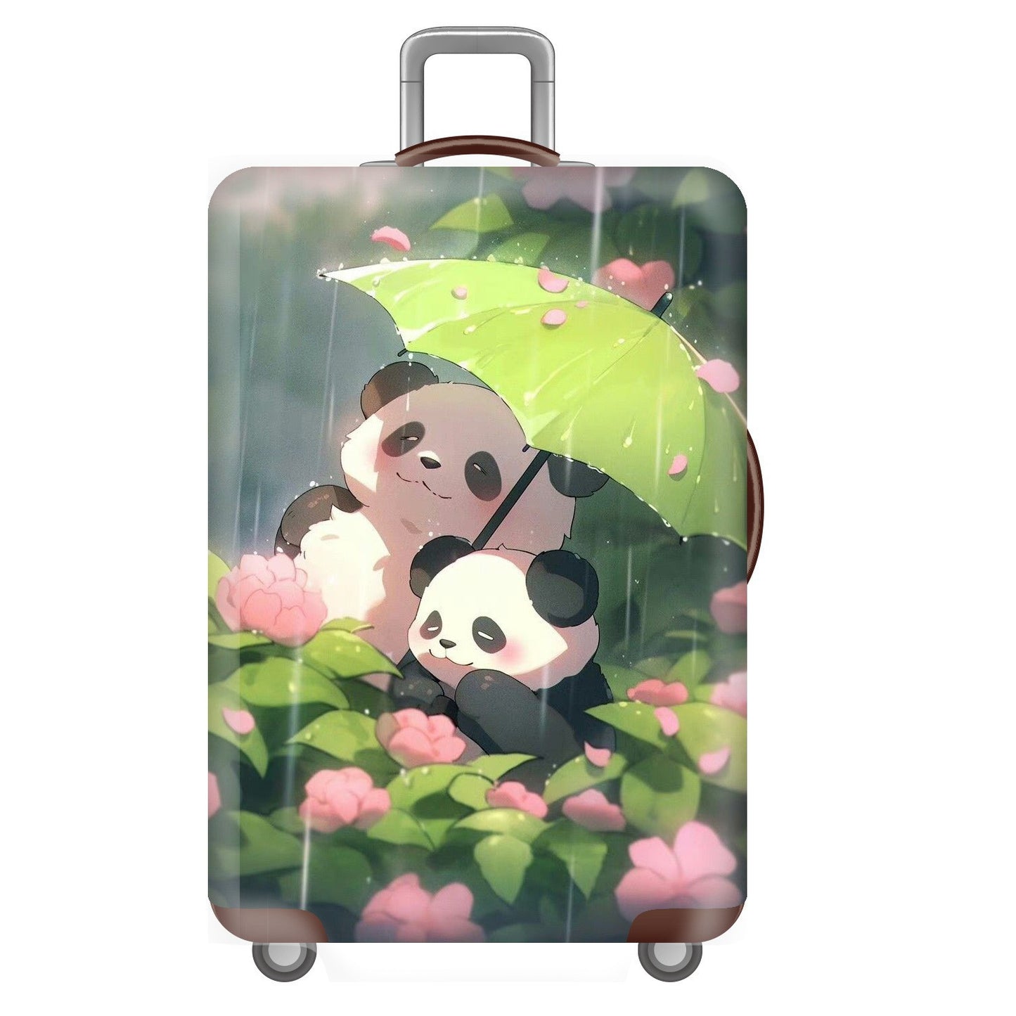 Unisex nan elastische Kofferhülle für Hartschalen-Trolley mit niedlichem Panda-Motiv, dehnbarer Schutzüberzug mit Griff‑ und Rollenöffnungen Brehn