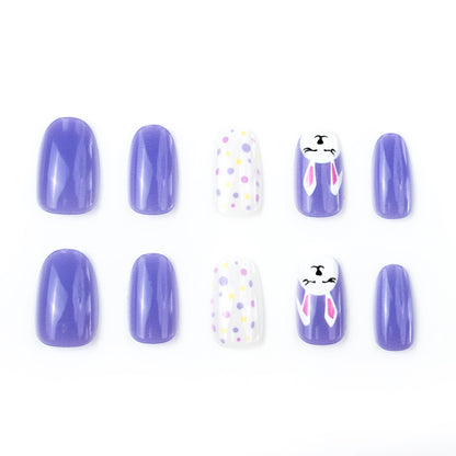 Themenbunny und Punktemuster Press-On Nail Art Set