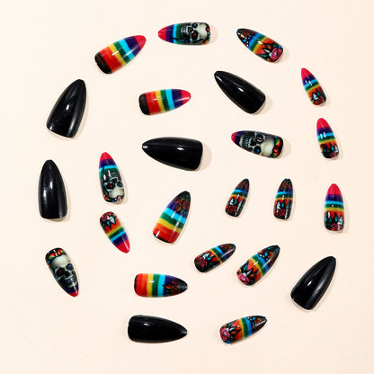Künstlerische Skull-Themen Stiletto Nagelkunst Extensions Brehn