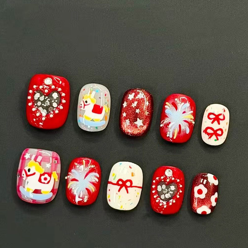 Künstlerisches katzenmotiviertes Press-On-Nagelkunstset Brehn