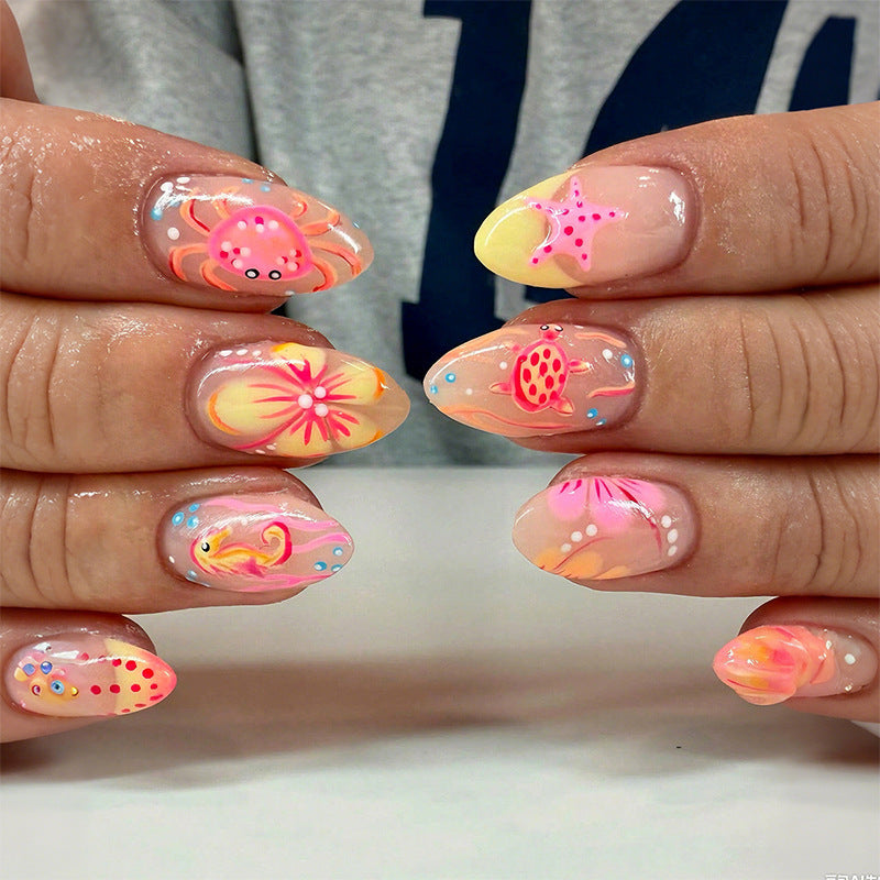 Kreatives Kunstnagelset mit buntem Blumen-Design Brehn