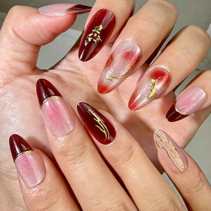 Künstlerisches Press-On Nagelset mit einzigartigen Designs Brehn