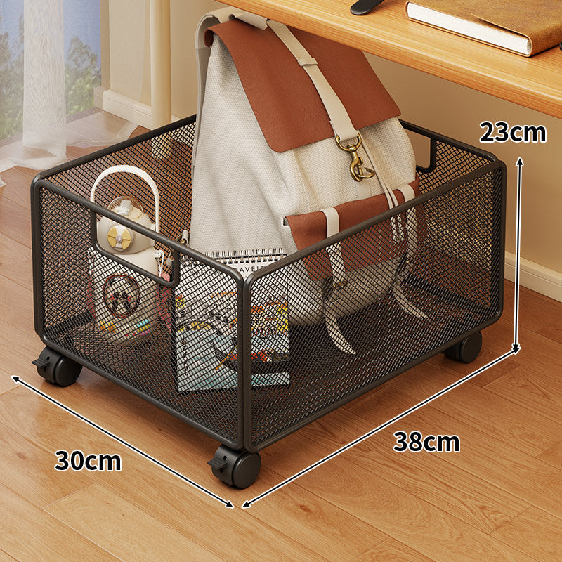 Rollendes Mesh-Unter-Tisch-Lagerkorb mit verriegelbaren Rollen und belüfteten Metallseiten