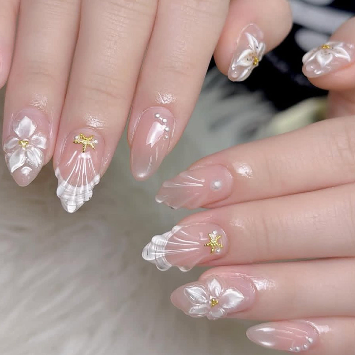 Künstlerische 3D Blumen Nagel Kunst Extensions Brehn