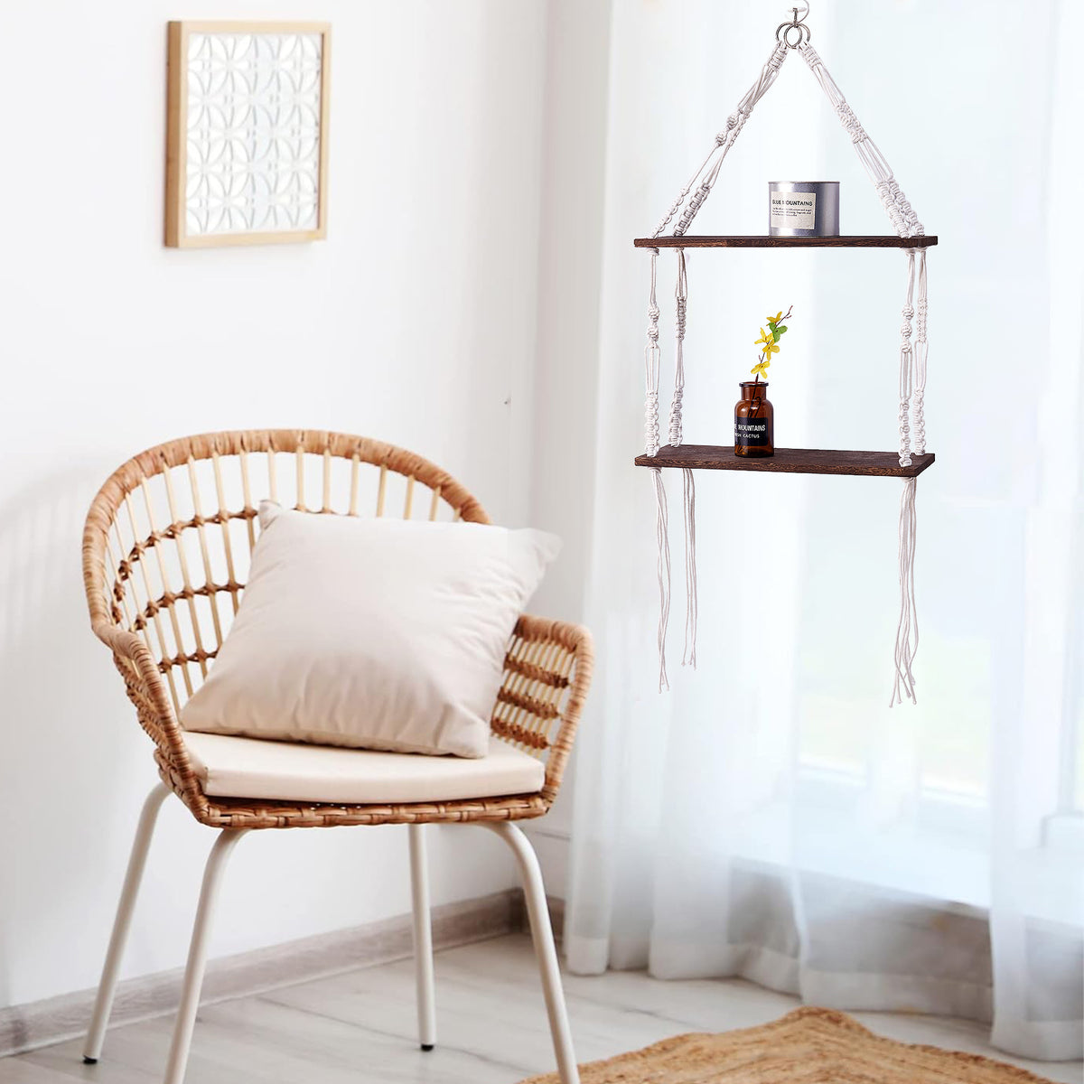 Macramé Schwimmendes Regal Organizer