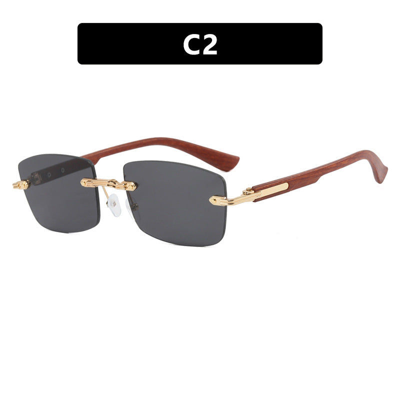 Damen quadratische Sonnenbrille mit Holzrahmen und gradienten Gläsern Brehn