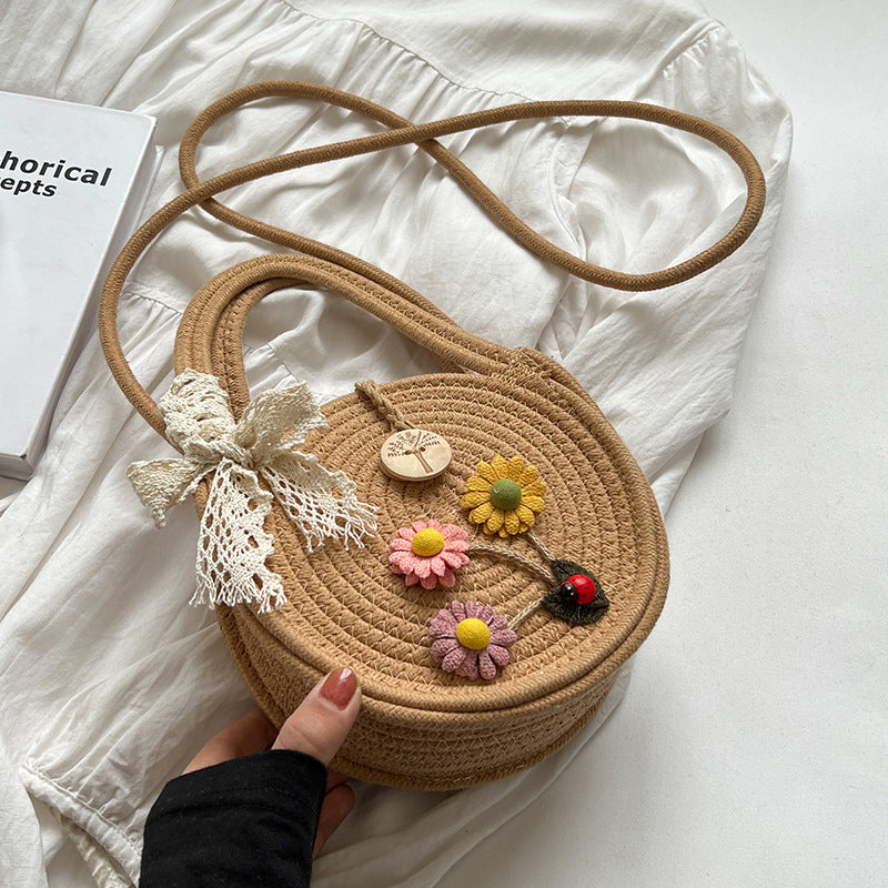 Handgewebte Blumenakzent Schultertasche
