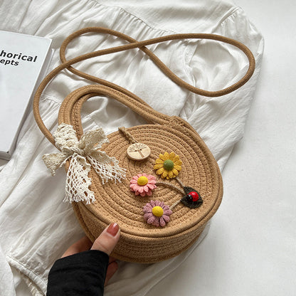 Handgewebte Blumenakzent Schultertasche