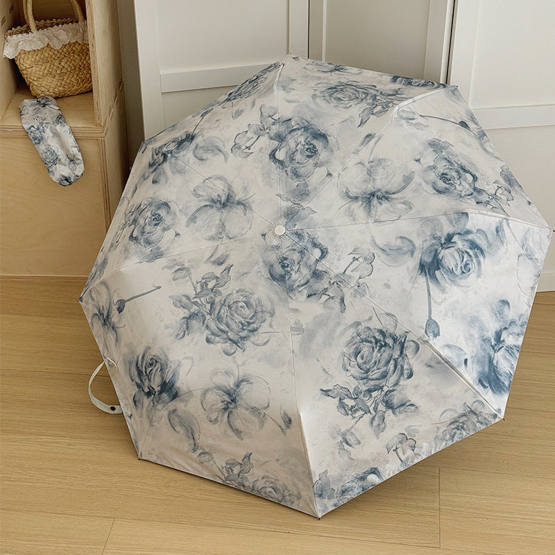 Damen Faltbarer Regenschirm mit romantischem Blumendesign Brehn