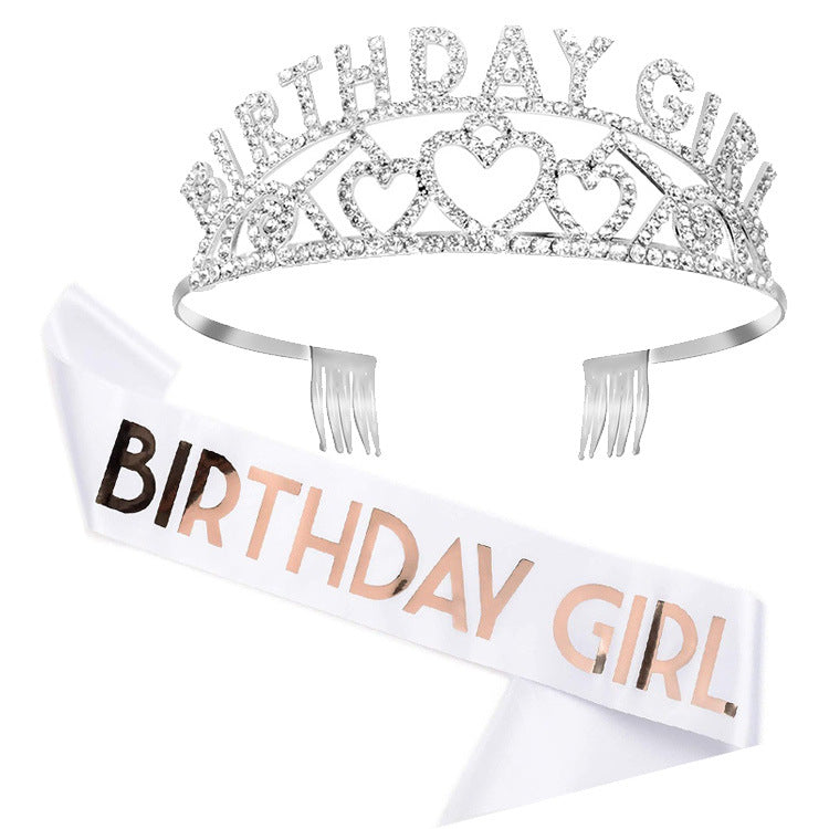 Damen Funkelndes Tiara- und Schärpen-Set Brehn