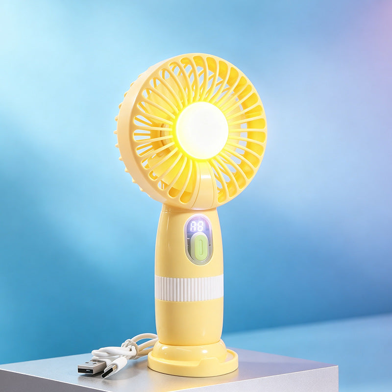 Damen Tragbarer USB-Lüfter mit LED-Beleuchtung und digitaler Anzeige Brehn