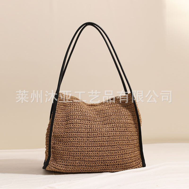 Damen praktische Handtasche aus geflochtenem Naturmaterial mit komfortablem Schulterriemen Brehn