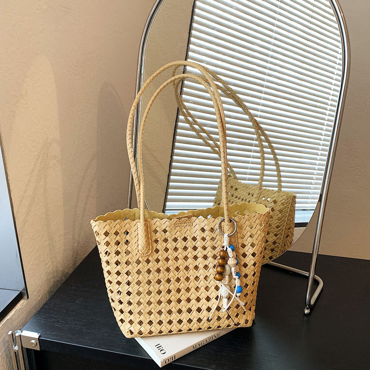 Stilvolle Gewebte Leder Tote Tasche