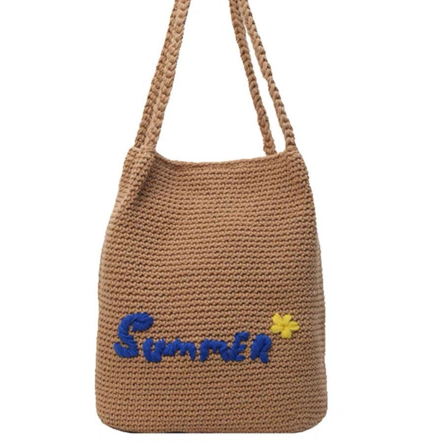 Makramee Beuteltasche mit Sommermotiv Brehn