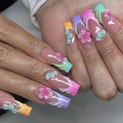 Blumeninspiriertes Acryl-Nagelkunst-Verlängerungen Brehn