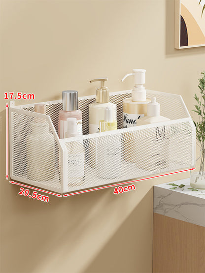 Wandmontierter Metall-Mesh-Vanität-Organizer-Regal mit verborgener Montage