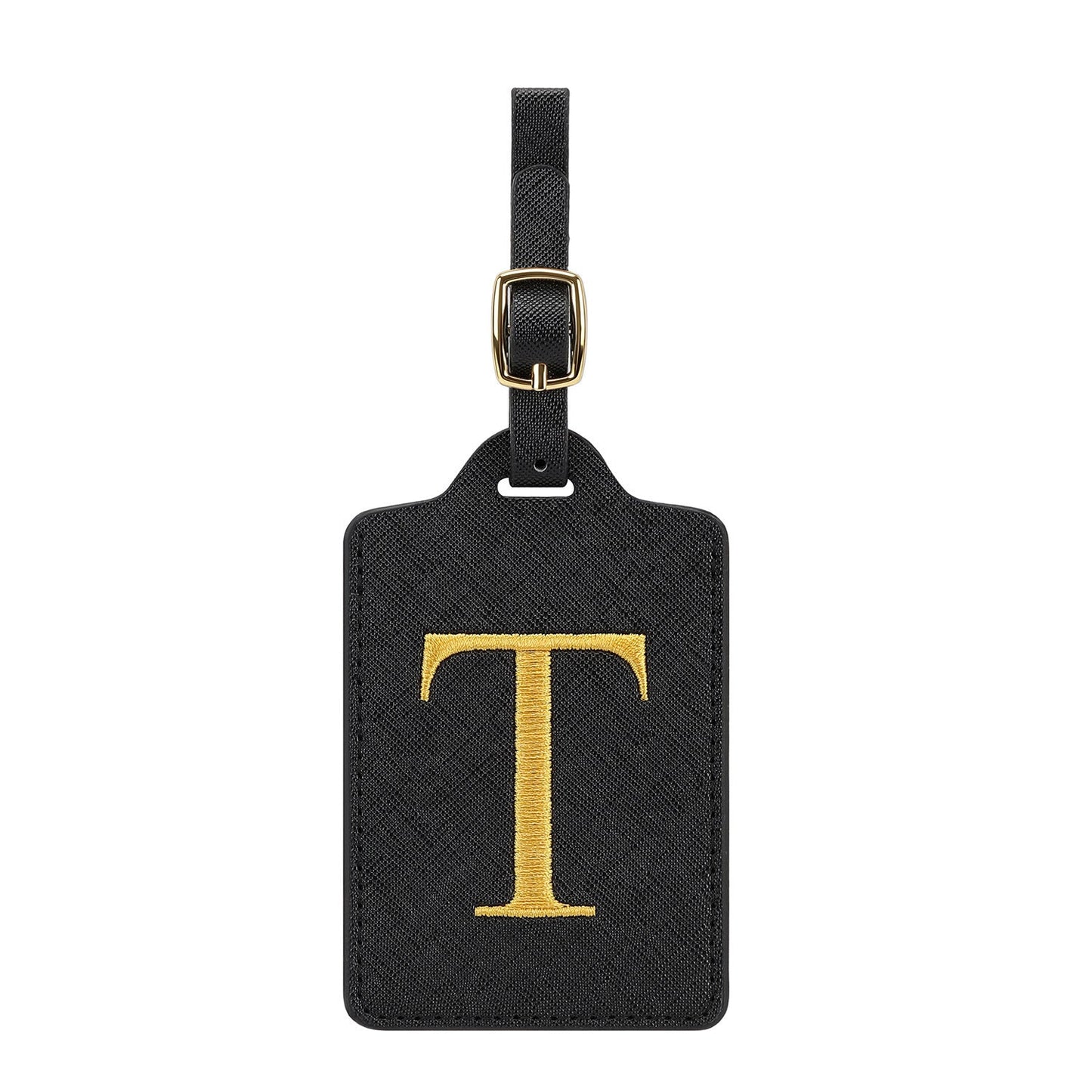 gesticktes Initialen-Monogramm-Leder-Gepäckanhänger mit verstellbarem Schnallenriemen Brehn
