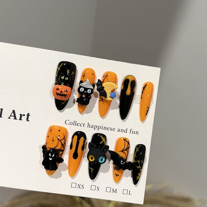 Halloween-Themen 3D Press-On Nagelkunst Set