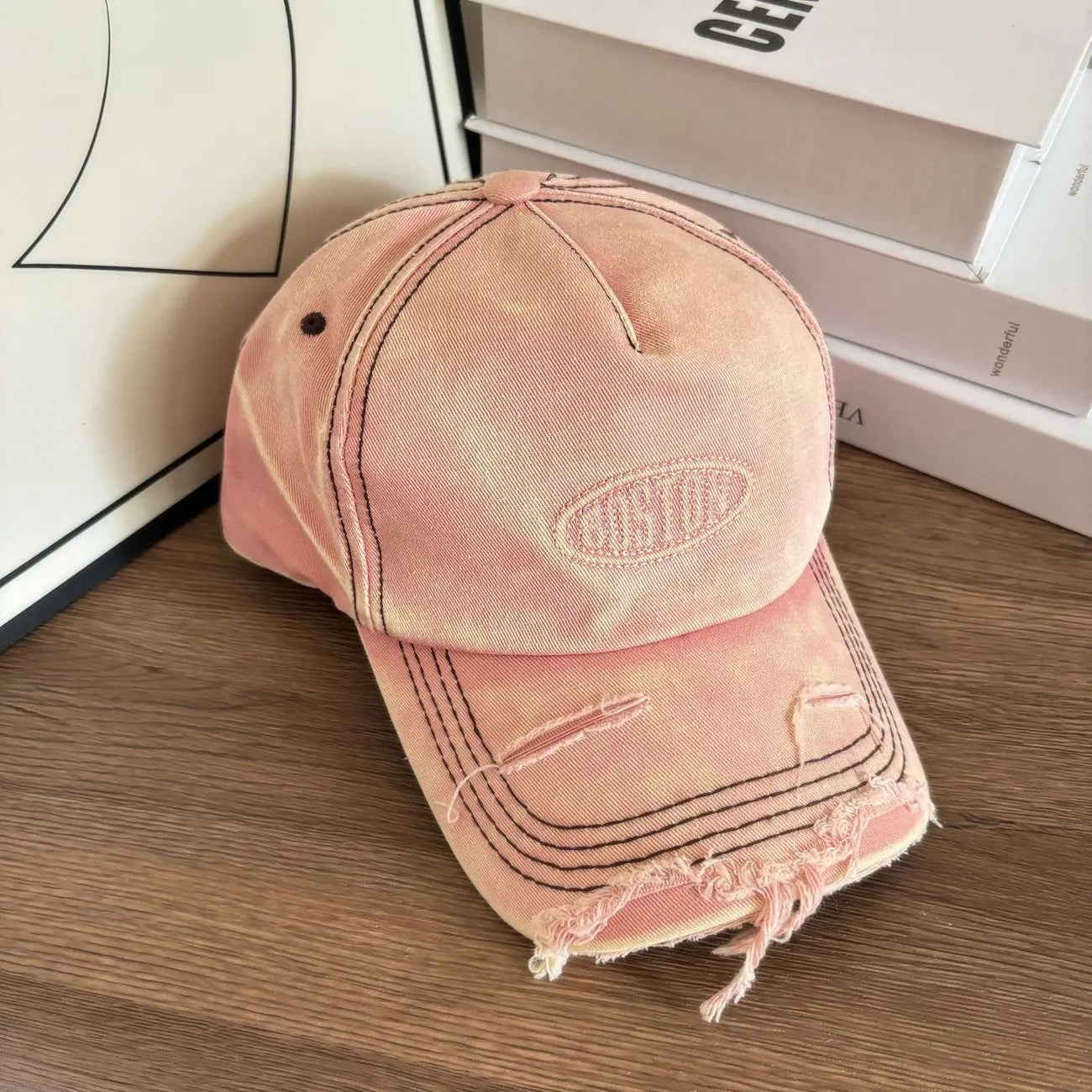 Männer Distressed Denim Effekt Baseballmütze Brehn