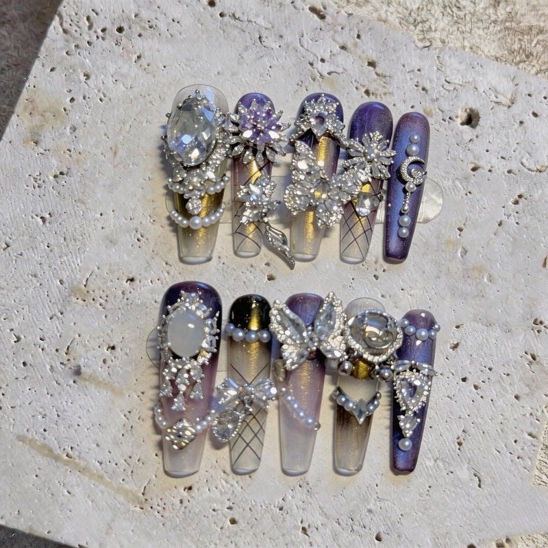 Luxuriöse Strass Dekorative Press-On Nägel