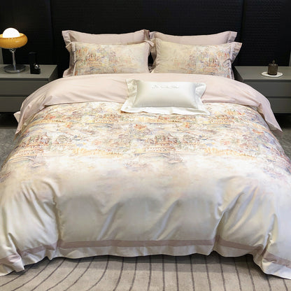 Luxuriöses Baumwollsatin-Bettwäsche-Set mit Tier-Toile-Motiv und Satinkante