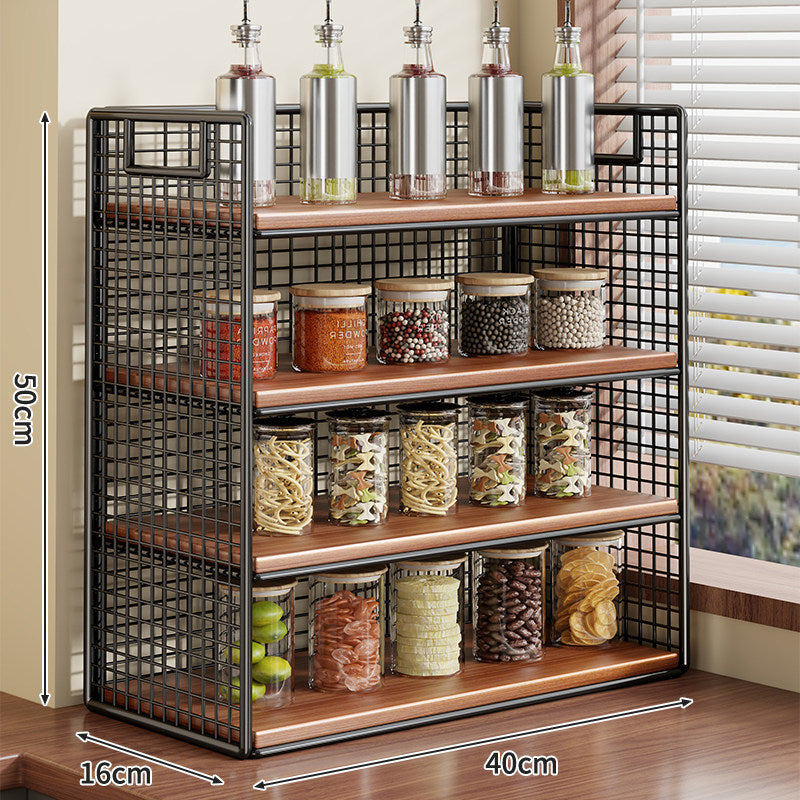 Kompakter zweistufiger Metallgitter-Theken-Gewürz- und Vorratsglas-Organizer