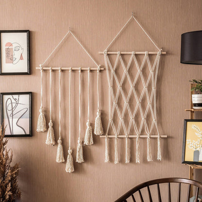 Elegante Macrame-Wandteppich mit künstlerischem Design
