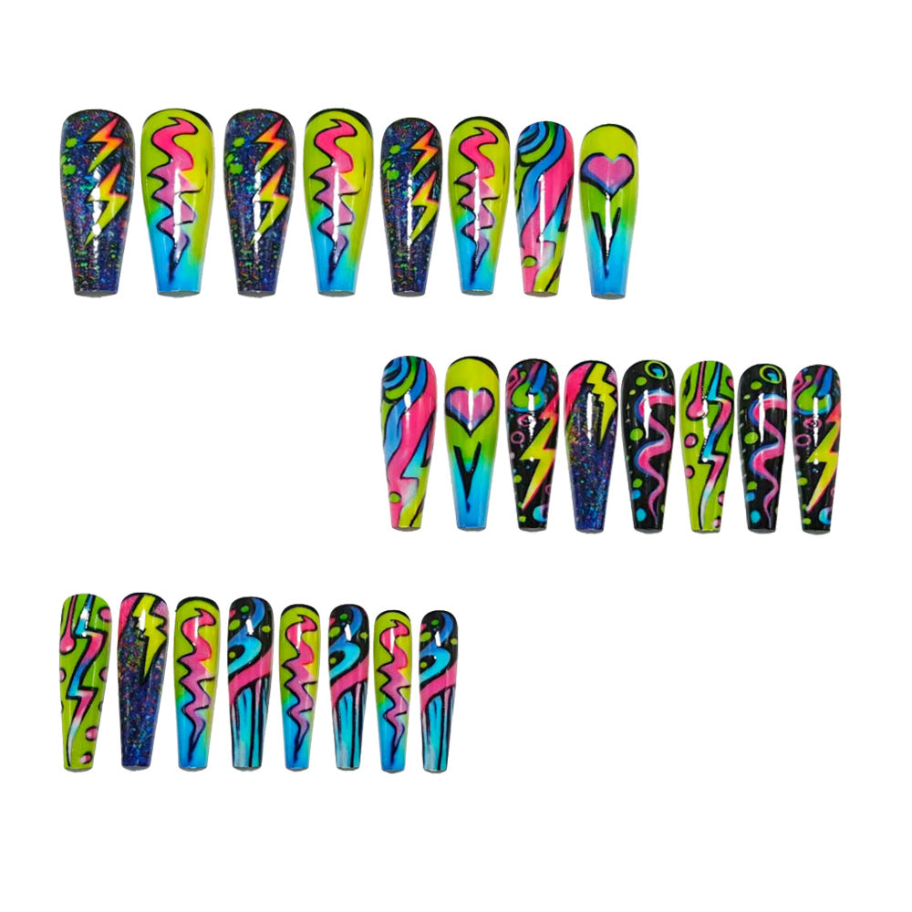 Trendige Kunstnägel Im Kreativen Neon-Design Brehn