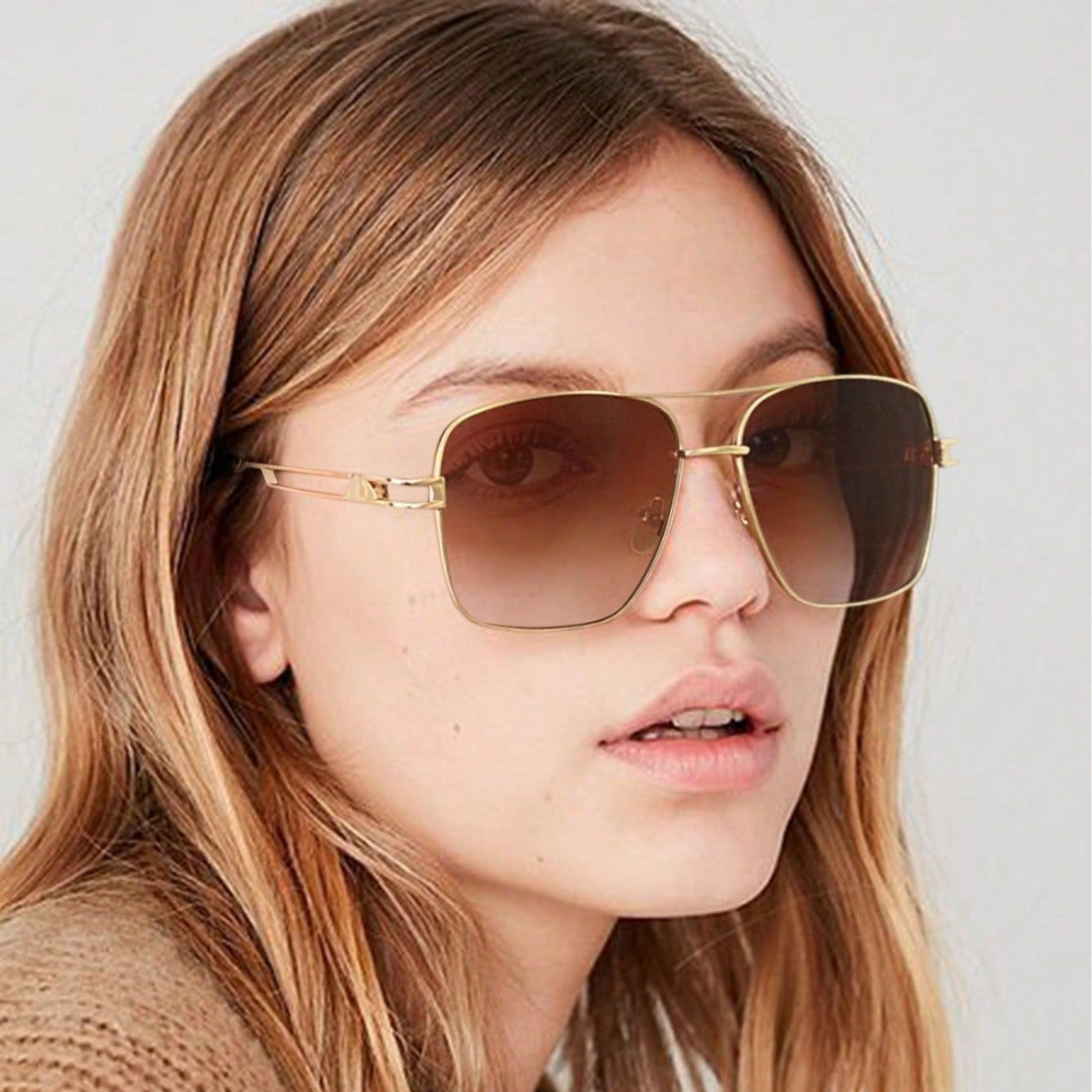 Damen elegante quadratische Sonnenbrille mit modischem Design Brehn