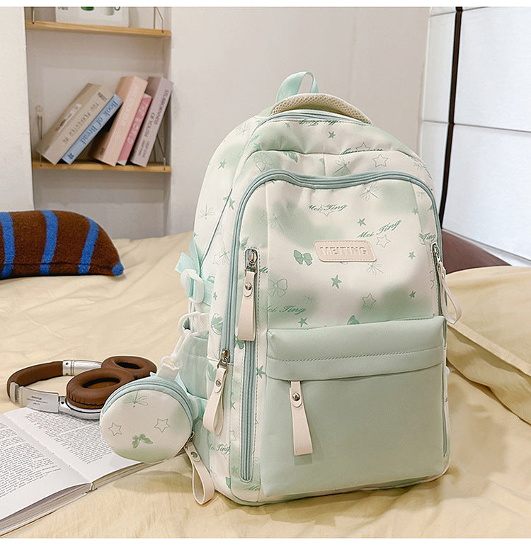 Blumenmuster Mehrfach-Taschen Schulrucksack