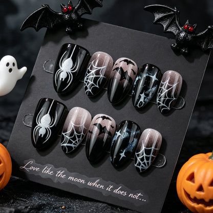 Halloween-Themen Spider und Fledermaus Press-On Nagelset