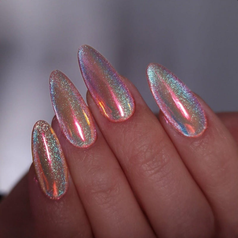 Iridescent Glossy Press-On Nail Set Brehn