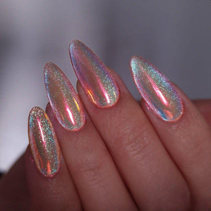 Iridescent Glossy Press-On Nail Set Brehn