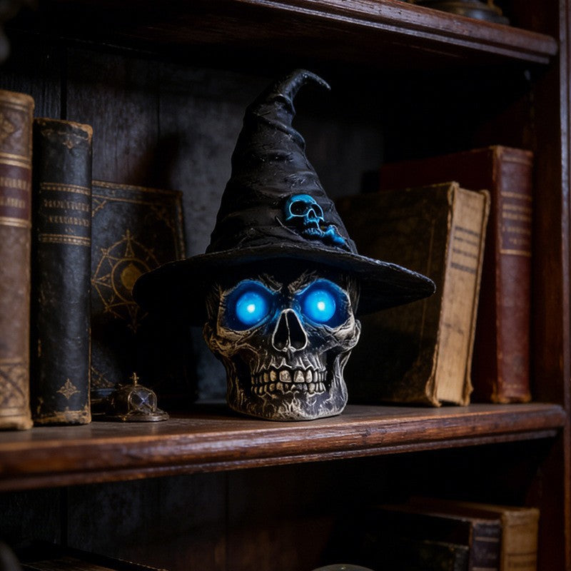 Dekorative Totenkopf mit Hexenhut Brehn