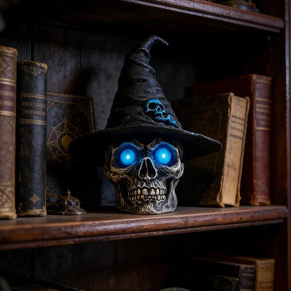 Dekorative Totenkopf mit Hexenhut Brehn