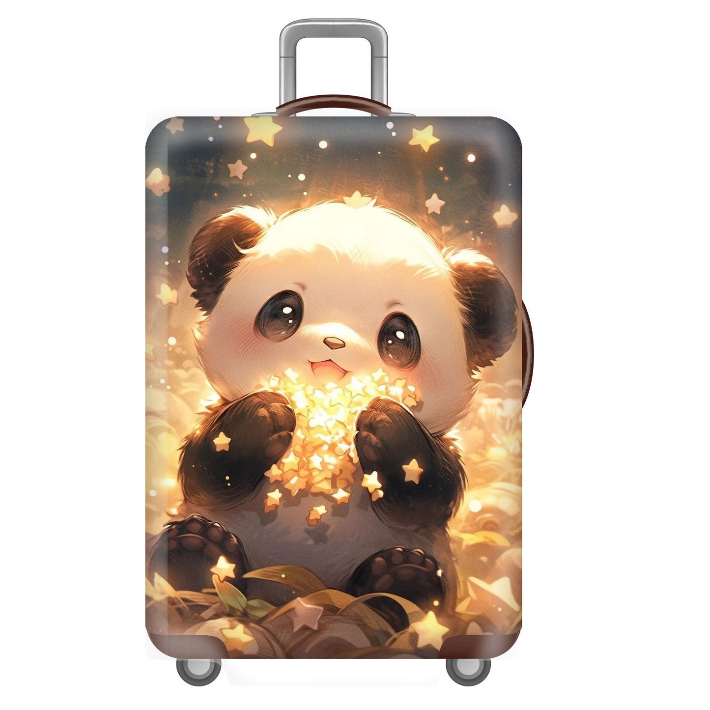 Unisex nan elastische Kofferhülle für Hartschalen-Trolley mit niedlichem Panda-Motiv, dehnbarer Schutzüberzug mit Griff‑ und Rollenöffnungen Brehn