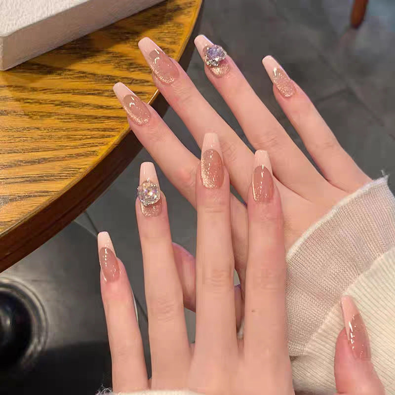 Glamouröse Acryl Press-On Nagel Set mit dekorativen Designs Brehn